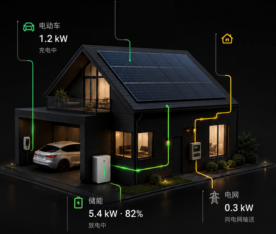 阳光家庭能源应用中的光伏住宅屋顶